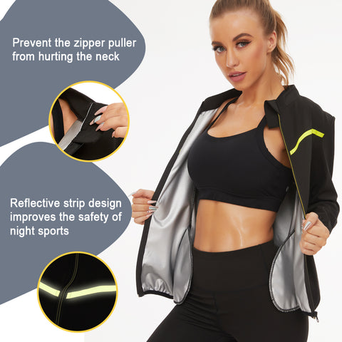 Waist Trainer Sauna Shirt Women Hot Sweat Compression Corset Body Shaper Slimming Suit Zipper Weight Loss Workout Tops by NINGMI
