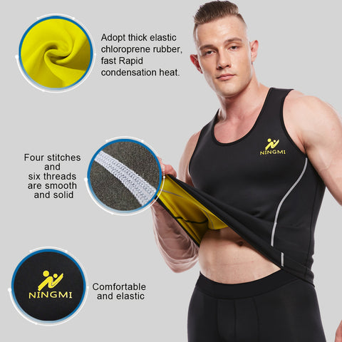 Mens Sauna Sweat Suits Gym Body Shaper Slimming Underwear Waist Trainer Corsets Fitness Vest Underwear Fat Burner Workout by NINGMI