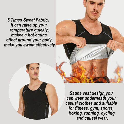 Sauna Vest for Men Sweat Top Weight Loss Tank Top Slimming Shirt Body Shaper Fat Burner Gym Sport Workout Fitness by NINGMI