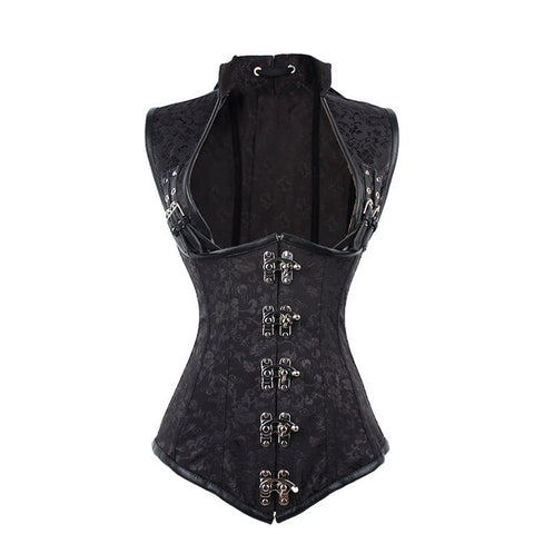 NINGMI Black Gothic Bustiers Steampunk Corset Goth Clothes Women Plus Size Underbust Lace Up Sexy Bustier