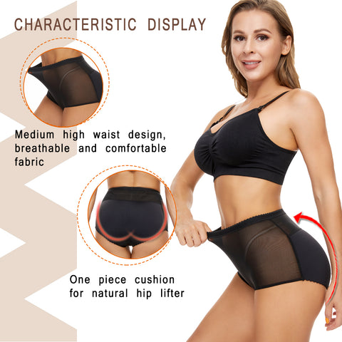 NINGMI Women Booty Padded Hip Enhancer Butt Lifter Control Panties Sexy Booty Panty Control Panties Underwear Lingerie Shapewear