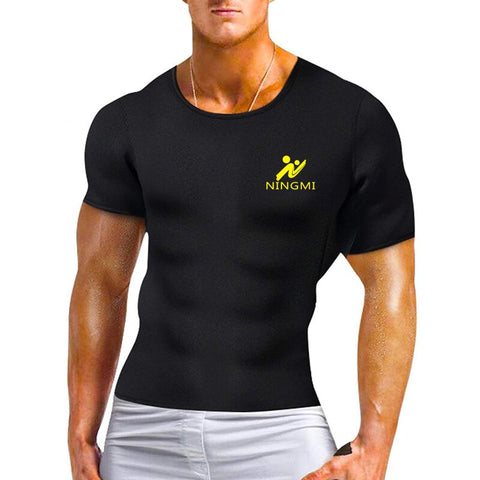 Men Sports Top Neoprene Body Shaper Slim Waist Trainer Fitness Shirt Slimming Vest Belt Corset Mesh Shapewear Yoga Jacket by NINGMI