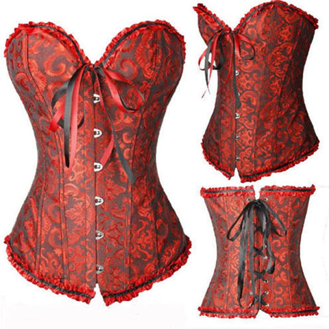 NINGMI Women Bodices Bustier Corset Sexy Waist Slimming Overbust Steampunk Tops Vintage