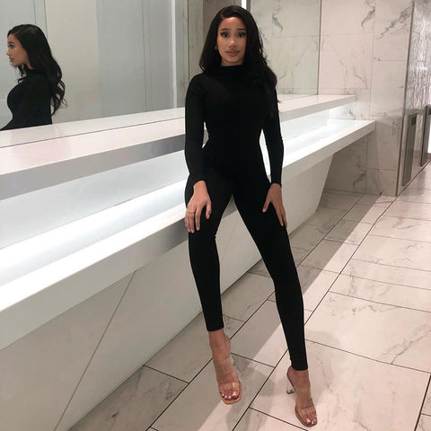 NINGMI Autumn Women Sexy Winter Jumpsuit Streetwear Long Sleeve Bodycon Solid Sport Fitness Overalls For Women