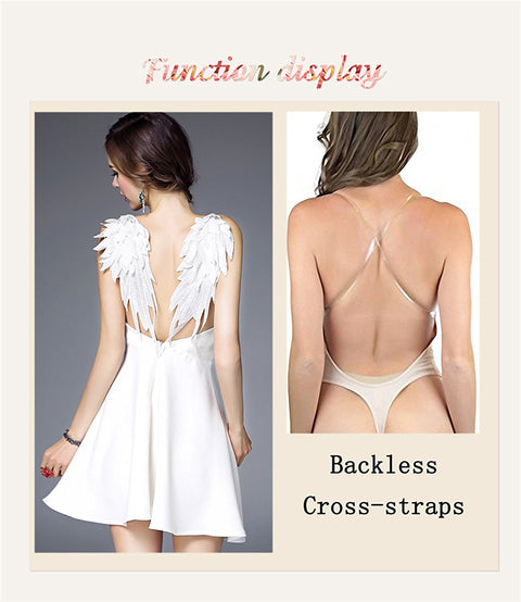 NINGMI Women Leotards Slips Backless Bra G-string U Plunge Underdress Shapewear