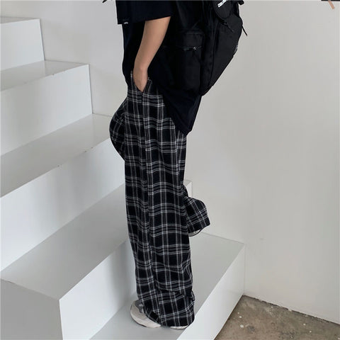 NINGMI Cargo Pants for Women Casual Loose Wide Leg Trousers Ins Retro Teens Straight Trousers