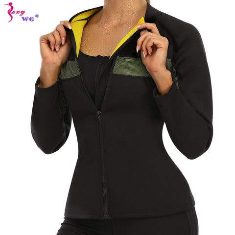 Hot Sweat Body Shaper Yoga Shirt for Woman Sauna Sports Neoprene Slim Jacket Top Workout Waist Trainer Long Sleeve Shirts by NINGMI