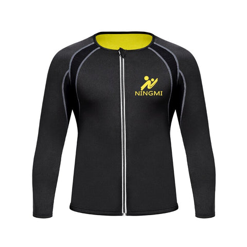 Gym Sauna Shirt Neoprene Sauna Vest Body Shaper Slimming Waist Trainer for Men Sport Top Shapewear Zipper Jacket by NINGMI
