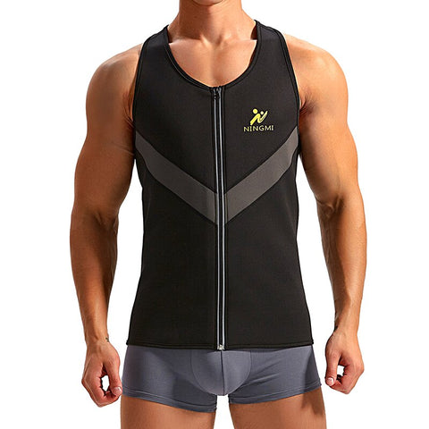 Neoprene Sauna Vest Men Waist Trainer Sauna Shirt with Zipper for Weight Loss Body Shapewear Warming Sauna Jacket by NINGMI