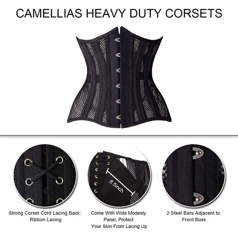 NINGMI Women Gothic Corset Sexy Underbust Corset Top Curve Shaper Breathable Slimming Belt Waist Trainer
