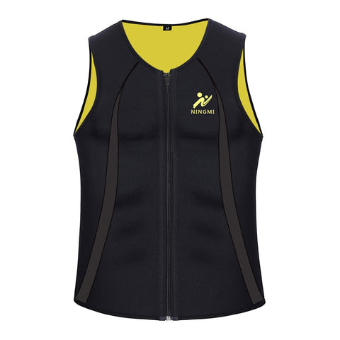 waist trainer slimming shirt men hot neoprene fat burn vest compression body shaper sauna gym sweat tank top with zipper by NINGMI