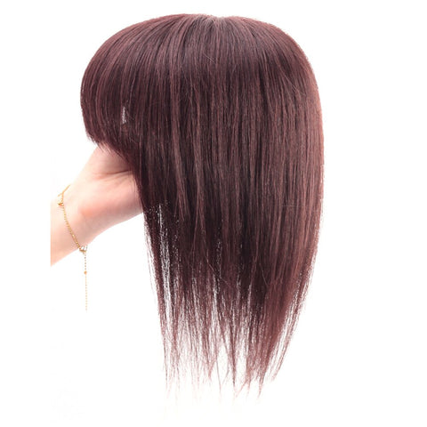 NINGMI False Hair Fringe With 3 Clips Natural Hair Bangs Hair Topper Human Hair False Bangs Overhead Clip In Hairpiece Bangs
