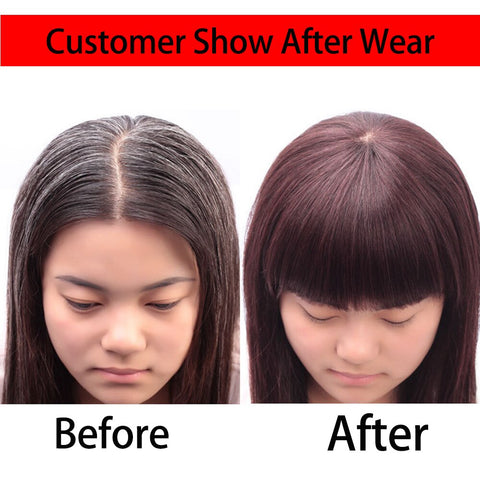 NINGMI False Hair Fringe With 3 Clips Natural Hair Bangs Hair Topper Human Hair False Bangs Overhead Clip In Hairpiece Bangs