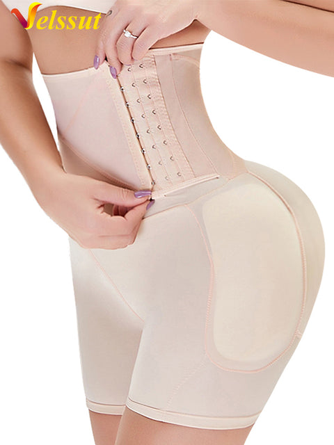 NINGMI Women High Waist Body Shaper Buttock Panties Booty Pad Slimming Seamless Butt Lifter Strap Sexy Hip Shapewear