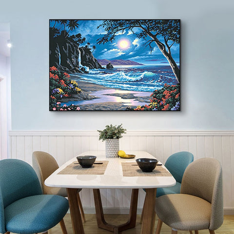 NINGMI Villa Scenery DIY 5D Diamond Appliques Painting Full Round Resin Mosaic Landscape Diamond Embroidery Picture Rhinestone Home Decor Gift