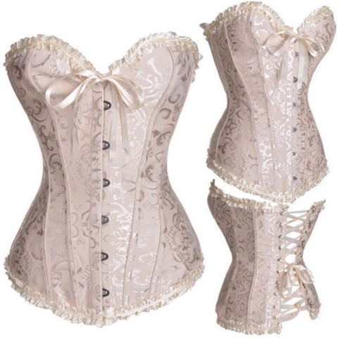 NINGMI Women Bodices Bustier Corset Sexy Waist Slimming Overbust Steampunk Tops Vintage