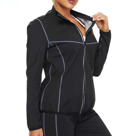Sauna Sweat Suit for Women Weight Loss Body Shaper Waist Trainer Shirts with Zipper Workout Corset Slimming Sport Shapers by NINGMI
