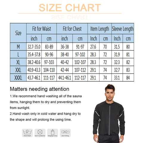Sauna Jacket for Men Sweat Top Weight Loss Suit Slimming Body Shaper Fat Burner Gym Exercise Sport Workout Fitness by NINGMI