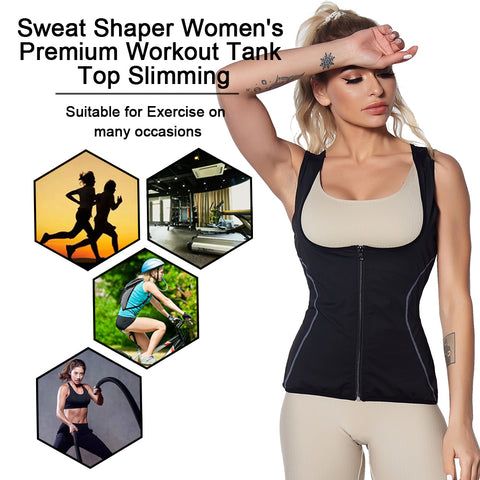 Waist Trainer Sauna Suit Women Slimming Hot Sweat Vest Gym Workout Corset Sports Tank Top Fat Burner Body Shaper Shirt by NINGMI