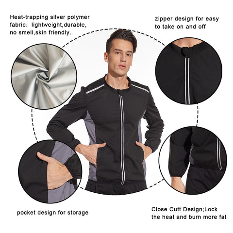 Zipper Sauna Shirt for Men Hot Sweat Suit Shapewear Body Shaper Sauna Top Workout Tummy Fat Burn Corset Training Tops by NINGMI
