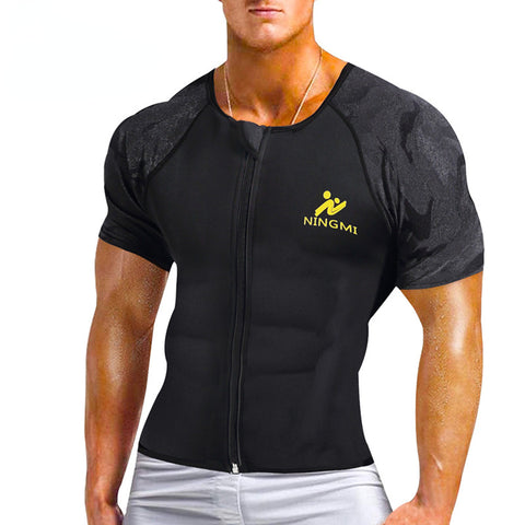 Men Sports Top Neoprene Body Shaper Slim Waist Trainer Fitness Shirt Slimming Vest Belt Corset Mesh Shapewear Yoga Jacket by NINGMI