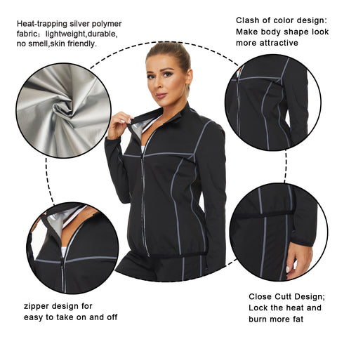 Sauna Sweat Suit for Women Weight Loss Body Shaper Waist Trainer Shirts with Zipper Workout Corset Slimming Sport Shapers by NINGMI
