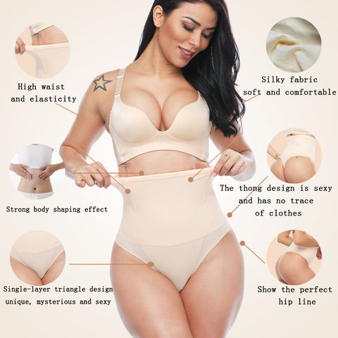Tummy Control Butt Lifter Waist Trainer Shapewear for Women Breathable Panties Body Shaper Slimming Thong Pant Underpant by NINGMI