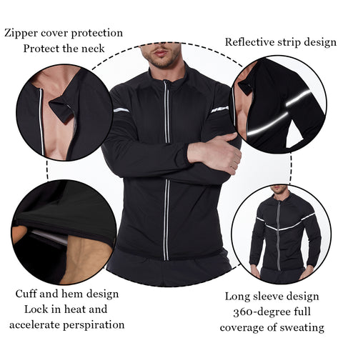 Men Sauna Tops Zipper Body Shaper Waist Trainer Vest Male Weight Loss Fat Burner Workout Slim Shirt Sweat Thermal Suits by NINGMI