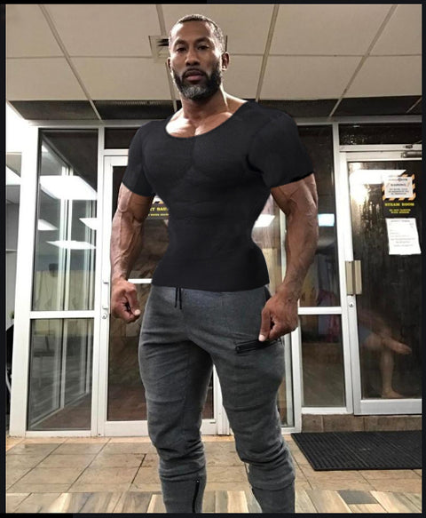 Men Sports Top Neoprene Body Shaper Slim Waist Trainer Fitness Shirt Slimming Vest Belt Corset Mesh Shapewear Yoga Jacket by NINGMI