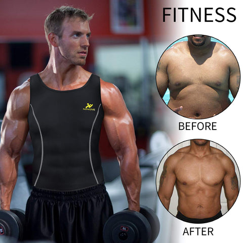 Mens Sauna Sweat Suits Gym Body Shaper Slimming Underwear Waist Trainer Corsets Fitness Vest Underwear Fat Burner Workout by NINGMI