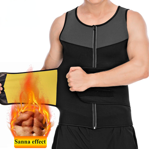 Sports Shirt Mens Slimming Vest Fitness Tights Weight Loss Neoprene Sauna Waist Trainer Body Shapers Breathable Tank Top by NINGMI