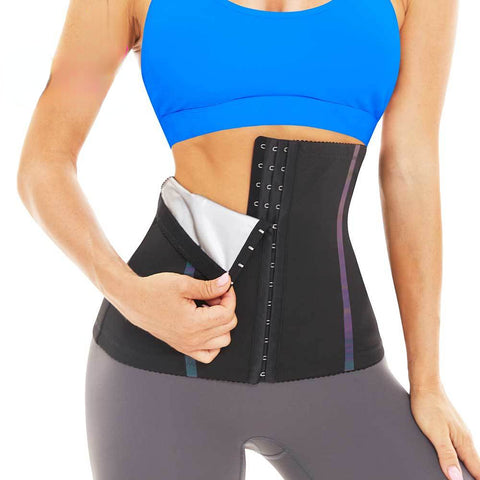Women Sweat Corset Belt Sweat-Shaping Zipper Pocket Slimming Polyester Workout Gym Waist Trainer Weight Loss Body Shaper by NINGMI