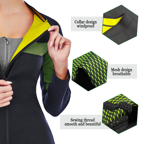 Hot Sweat Body Shaper Yoga Shirt for Woman Sauna Sports Neoprene Slim Jacket Top Workout Waist Trainer Long Sleeve Shirts by NINGMI