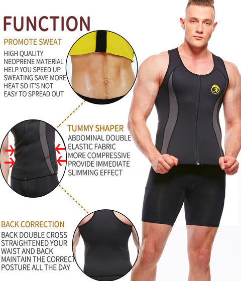 Mens Gym Body Vest Slimming Shirt Underwear Waist Trainer Sauna Sweat Suits Belt Sweat Cinchers Shapewear for Weight Loss by NINGMI