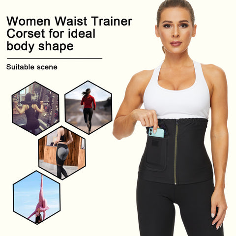 Waist Trainer for Women Sweat Belly Belt with Pocket Weight Loss Waist Cincher Body Shaper Corset Sauna Girdle Band Strap by NINGMI