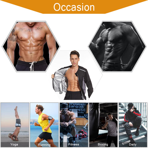 Zipper Sauna Shirt for Men Hot Sweat Suit Shapewear Body Shaper Sauna Top Workout Tummy Fat Burn Corset Training Tops by NINGMI