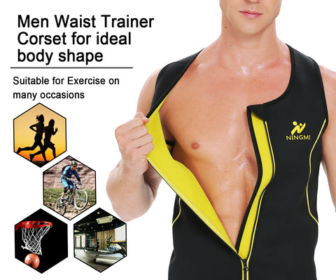 Slimming Waist Trainer Vest Mens Hot Neoprene Workout Gym Weight Loss Shapewear Body Shaper Sauna Sweat Corset Shirt Tops by NINGMI