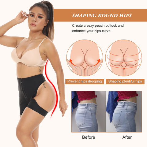 Women Butt Lifter Panties Mid Waisted Hip Ehancer Shorts for Body Shaper Seamless Booty Lifting Panty with Buttock Holes by NINGMI