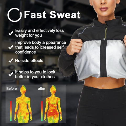 Women Body Shaper Sauna Shirt for Weight Loss Waist Trainer Sweat Shirt Fitness Fat Burning Sauna Jecket by NINGMI