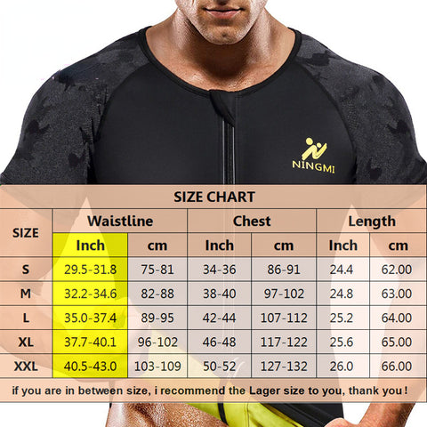 Men Sweat Sauna Shirt Waist Trainer Hot Thermo Shapewear Neoprene Male Slimming Body Shaper Weight Loss Zipper Tank Tops by NINGMI