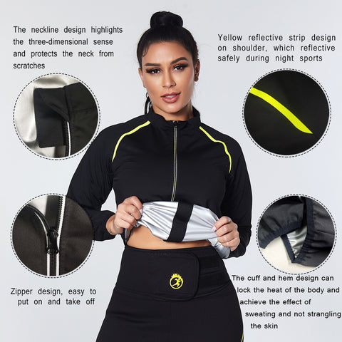 Sauna Suit for Women Slimming Shirts Long Sleeve Sweat Clothes Hot Thermal Fitness Body Shaper Yoga Tops Waist Trainer by NINGMI