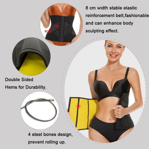 Waist Trainer Corset Women Fat Burning Sauna Belt for Weight Loss Firm Support Waist Cincher Fitness Slimming Belt by NINGMI