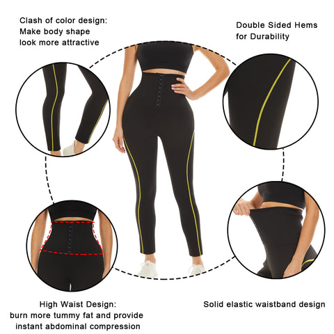 Neoprene Sauna Pants Weight Loss Women Sweating Leggings Waist Trainer Workout Hight Waisted Shapewear Trouser with Hook by NINGMI