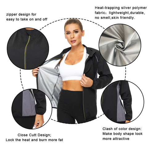 Women Body Shaper Sauna Shirt for Weight Loss Waist Trainer Sweat Shirt Fitness Fat Burning Sauna Jecket by NINGMI