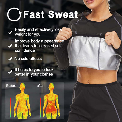 Hot Sweat Sauna Shirt Women Body Shaper Waist Trainer Corset Long Sleeve Slimming Shirts Yoga Top Sports Vest Weight Loss by NINGMI