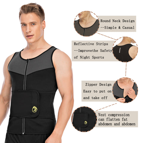 Sports Vet  Mens Slimming Belt Fitness Waist Trainer Tights Weight Loss Neoprene Sauna Body Shaper Tank Top by NINGMI