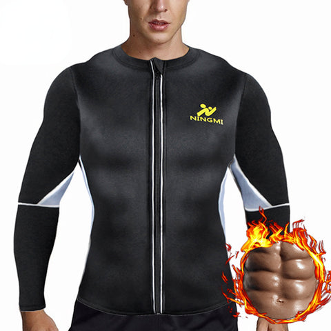 Men Sauna Sweat Suits  Shirt Gym Waist Trainer  Tank Top Slimming Body Suits Shaper Loss Fat Burner Compression Shirt by NINGMI