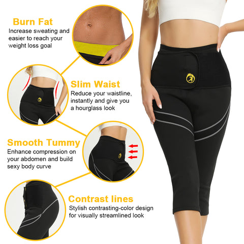 Women Neoprene Sauna Pant Slimming Waist Trainer Gym Pants Capris Sports Leggings Body Shaper Slim Hight Waisted Shorts by NINGMI