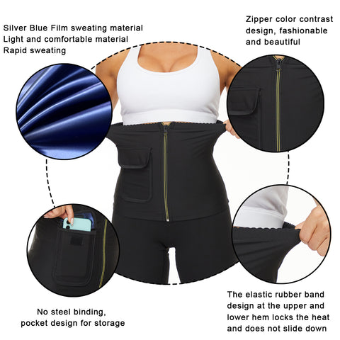 Women Sweat Belt Waist Trainer with Pocket Weight Loss Waist Cincher Trimmer Belly Girdles Corset Slimming Body Shaper by NINGMI