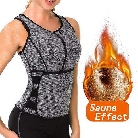 NINGMI Women Sauna Vest Slimming Waist Trainer Tummy Firm Control Body Shaper Slim Neoprene Tank Top Hot Sweat Shirt Weight Loss